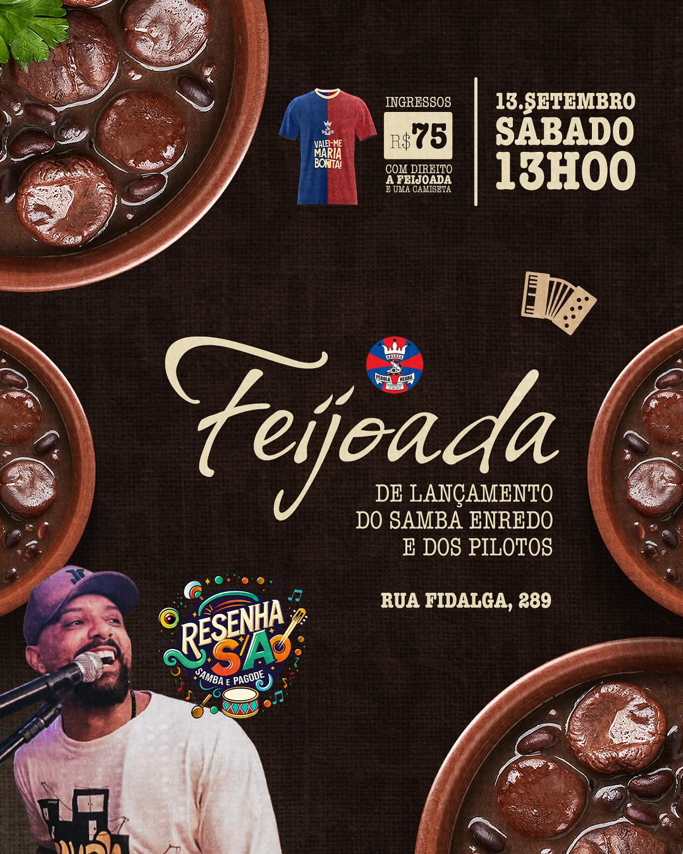 Feijoada, Lançamento de Samba e Fantasias